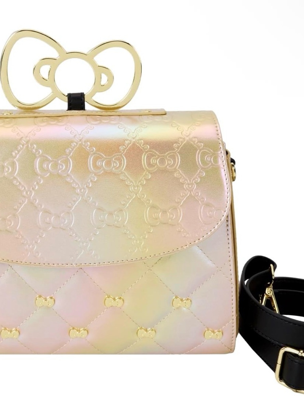 Loungefly Iridescent Pastel Bow Top-Handle Crossbody Bag - Gold Hardware